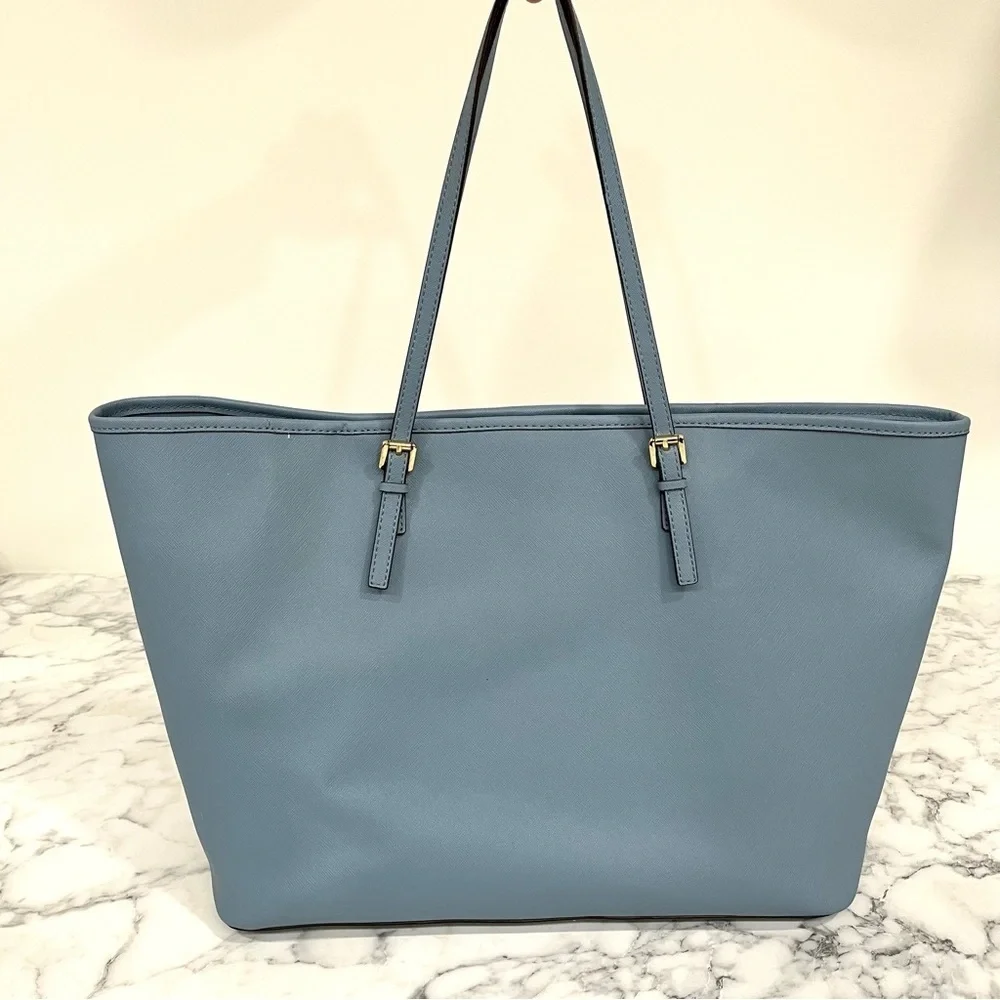 Michael Kors Jet Set Travel Tote Surf Blue Matching Hamilton Wallet